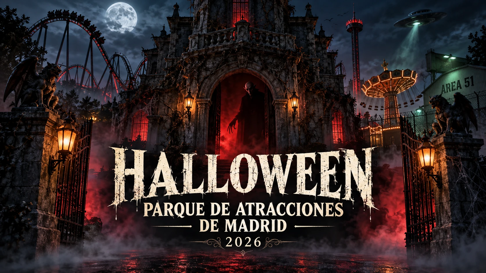 Imagen provisional de ambientación para Halloween · Parque de Atracciones de Madrid 2026